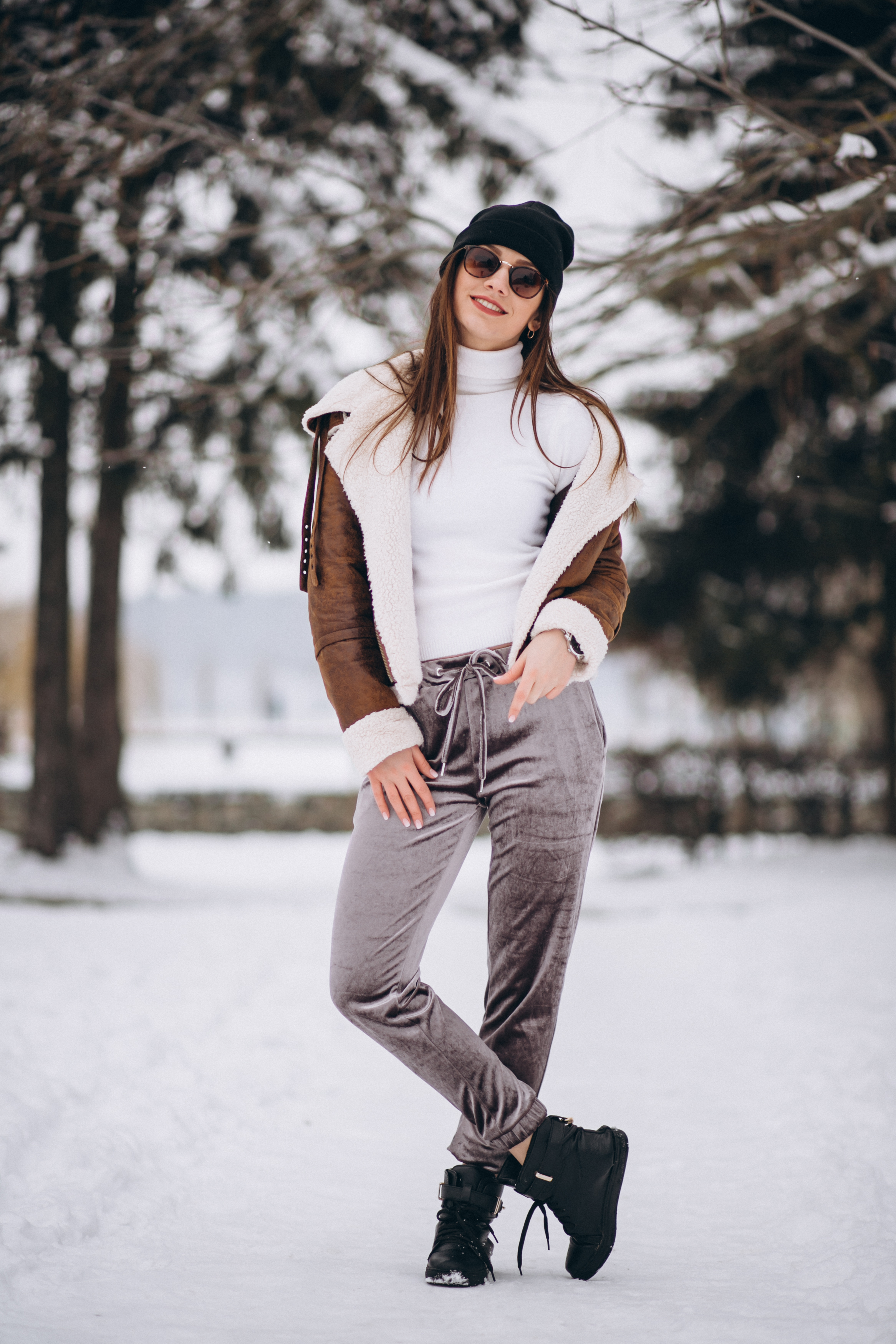 Woman happy otside in winter